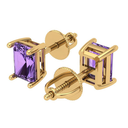2cttw Alexandrite Gold-Plated 925 Silver Screw Back Stud Earrings