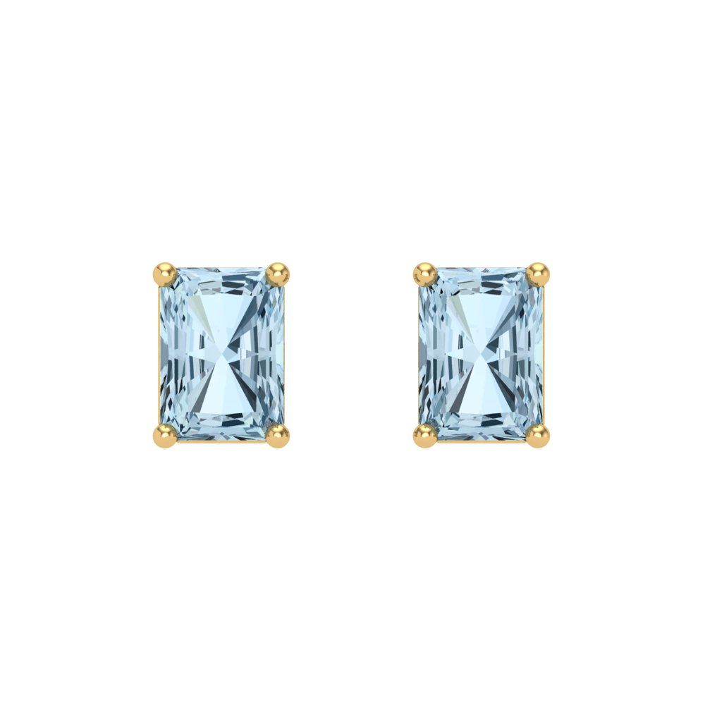 2 ctw Aquamarine Studs Earrings | 7x5mm Emerald Cut White Gold Screw back | March Birthstone