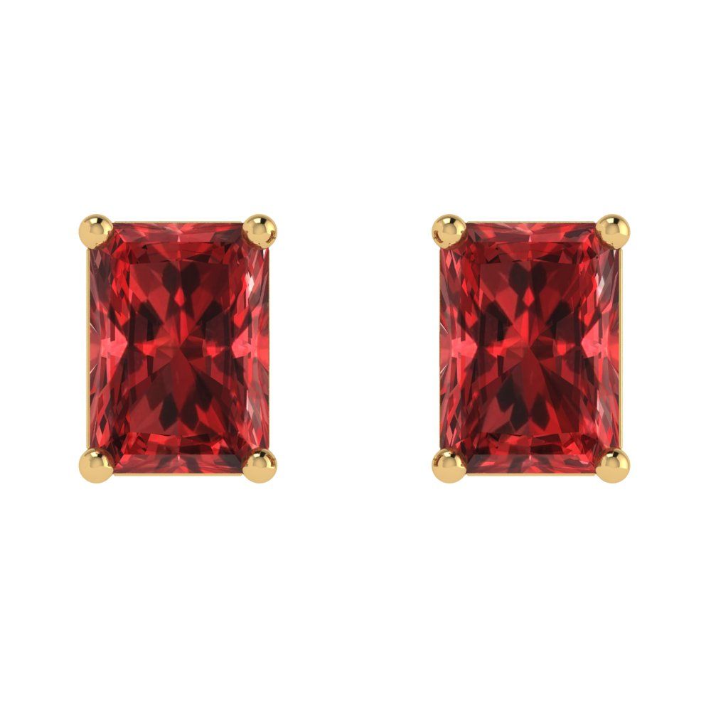 2 ctw Garnet Studs Earrings | 7x5mm Emerald Cut White Gold Screw back | January Birthstone