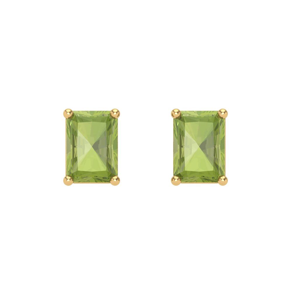 2 ctw Peridot Studs Earrings | 7x5mm Emerald Cut White Gold Screw back | August Birthstone