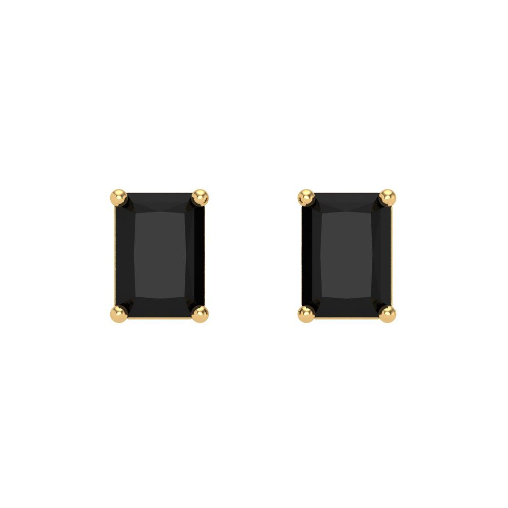 2 ctw Onyx Studs Earrings | 7x5mm Emerald Cut White Gold Screw back | July Birthstone