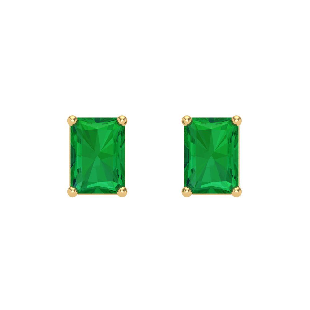 2 ctw Emerald Studs Earrings | 7x5mm Emerald Cut White Gold Screw back | May Birthstone