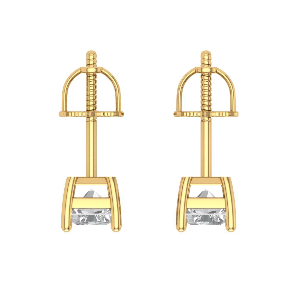 2 ctw Moissanite Studs Earrings | 7x5mm Emerald Cut White Gold Screw back | April Birthstone