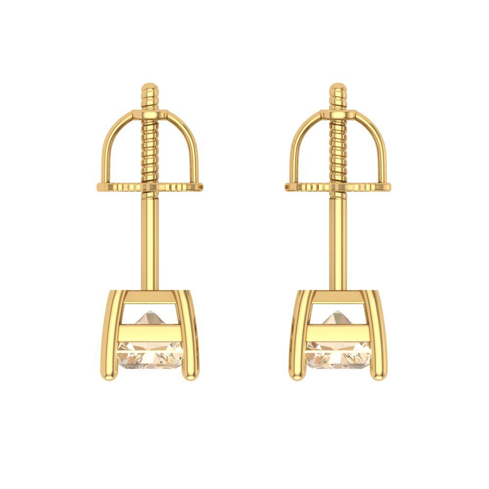 2 ctw Morganite Studs Earrings | 7x5mm Emerald Cut White Gold Screw back | February Birthstone