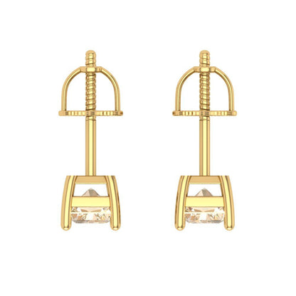 2 ctw Morganite Studs Earrings | 7x5mm Emerald Cut White Gold Screw back | February Birthstone