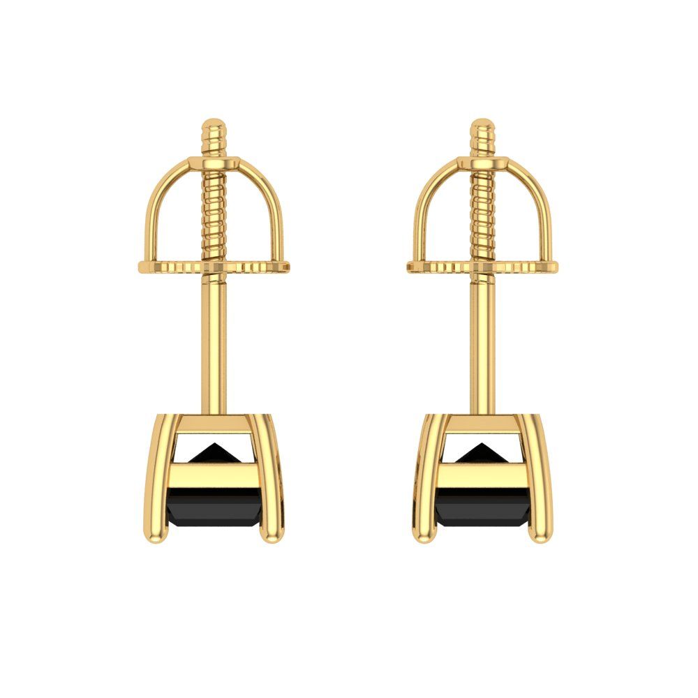 2 ctw Onyx Studs Earrings | 7x5mm Emerald Cut White Gold Screw back | July Birthstone