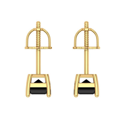 2 ctw Onyx Studs Earrings | 7x5mm Emerald Cut White Gold Screw back | July Birthstone
