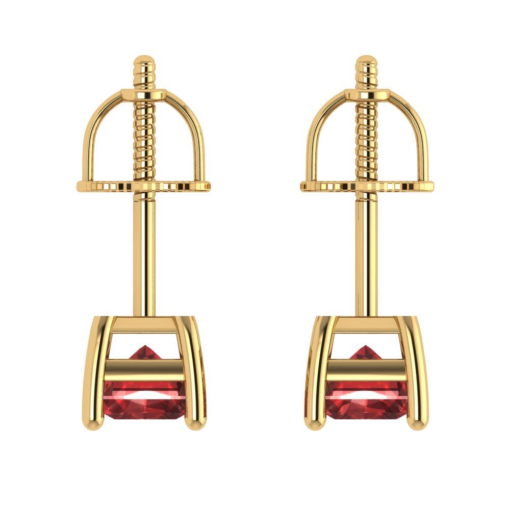 2 ctw Garnet Studs Earrings | 7x5mm Emerald Cut White Gold Screw back | January Birthstone