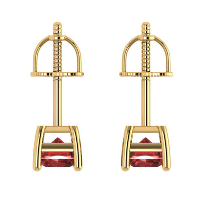 2 ctw Garnet Studs Earrings | 7x5mm Emerald Cut White Gold Screw back | January Birthstone