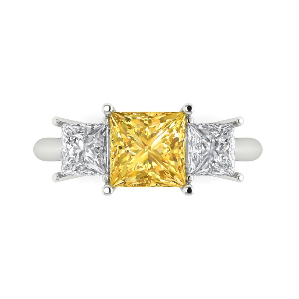 2.5 cttw Natural Citrine Three-Stone Engagement Ring - Solid Gold (Princess Cut,6.5 mm)