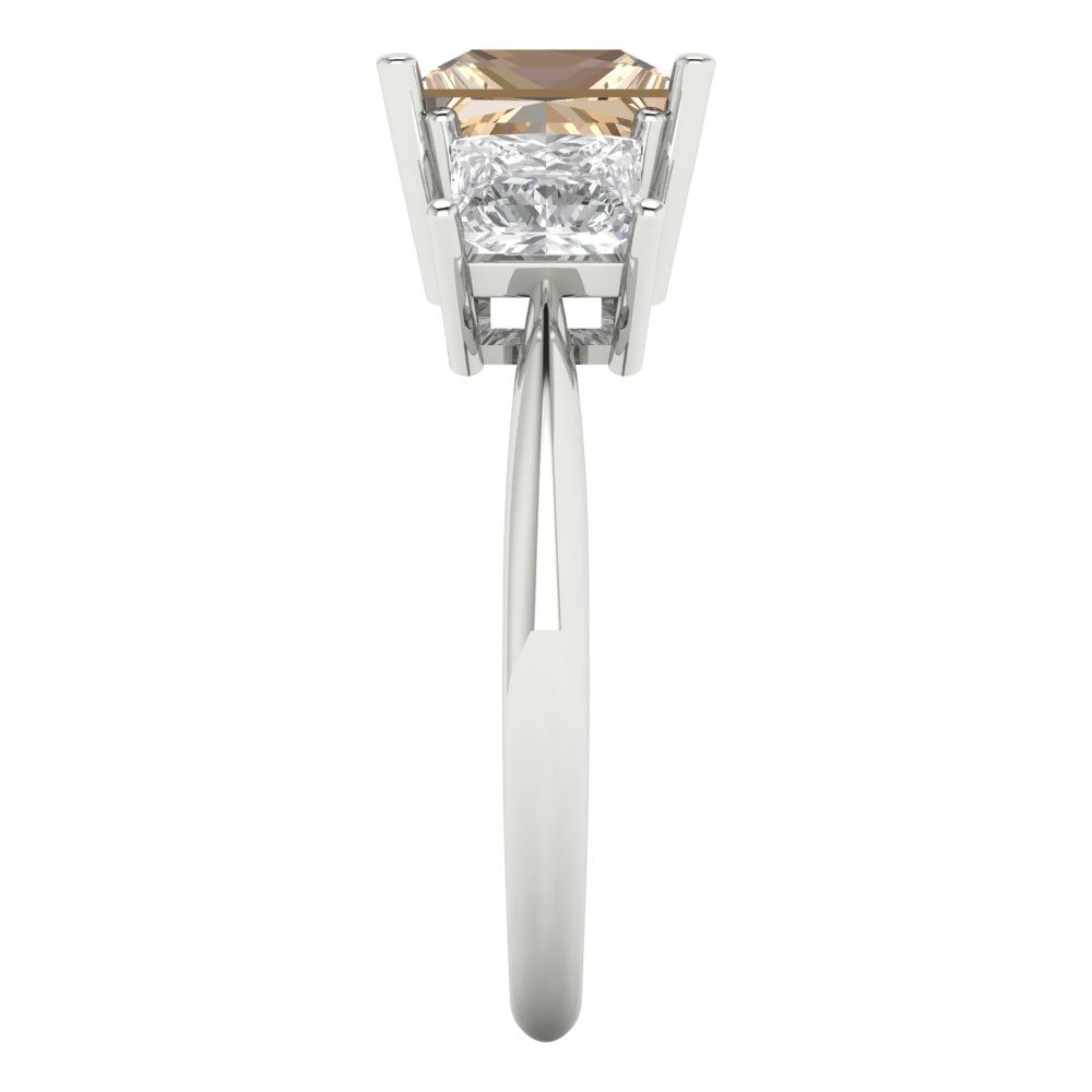2.5 cttw Yellow Moissanite Three-Stone Engagement Ring - Solid White Gold  (VVS1, Princess Cut,6.5 mm)