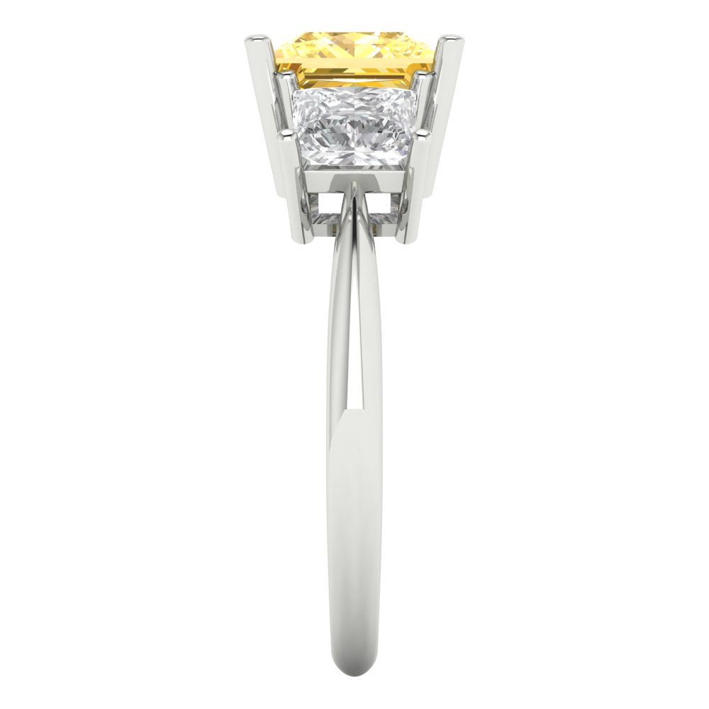 2.5 cttw Natural Citrine Three-Stone Engagement Ring - Solid Gold (Princess Cut,6.5 mm)