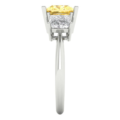 2.5 cttw Natural Citrine Three-Stone Engagement Ring - Solid Gold (Princess Cut,6.5 mm)