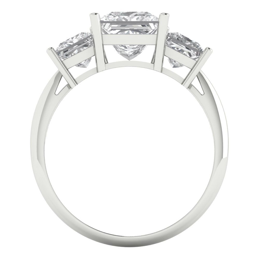 2.5 cttw Moissanite Three-Stone Engagement Ring - Solid White Gold  (VVS1, Princess Cut,6.5 mm)