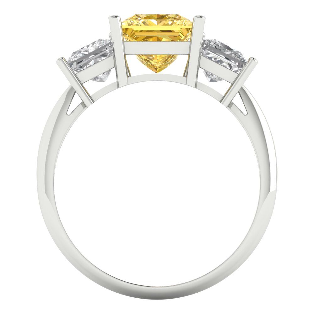 2.5 cttw Natural Citrine Three-Stone Engagement Ring - Solid Gold (Princess Cut,6.5 mm)