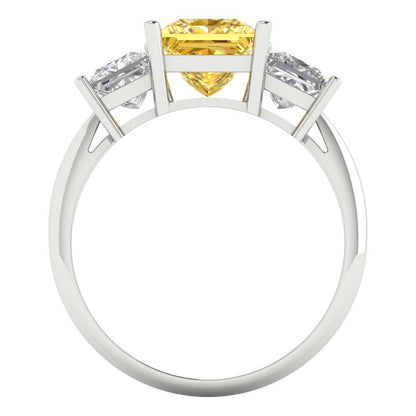 2.5 cttw Natural Citrine Three-Stone Engagement Ring - Solid Gold (Princess Cut,6.5 mm)
