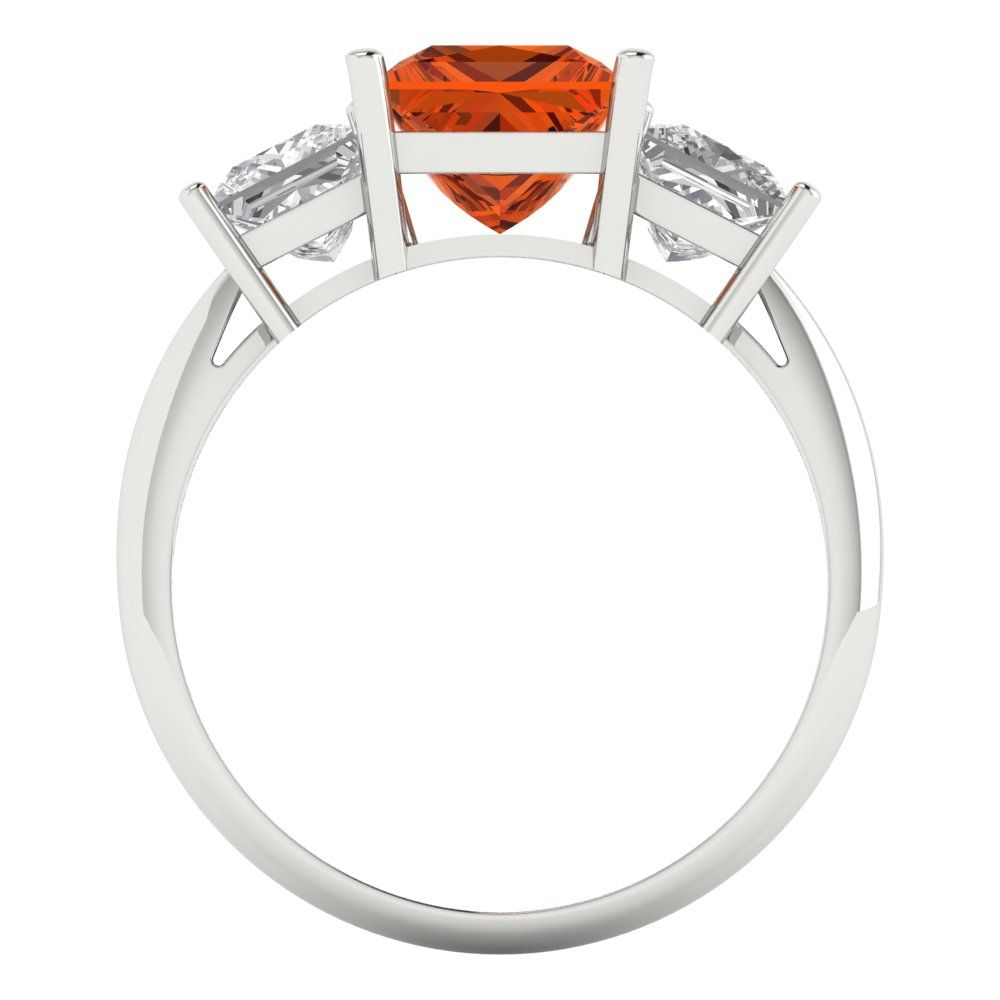 2.5 cttw Simulated Pink Tourmaline Three-Stone Engagement Ring - Solid White Gold  (VVS1, Princess Cut,6.5 mm)