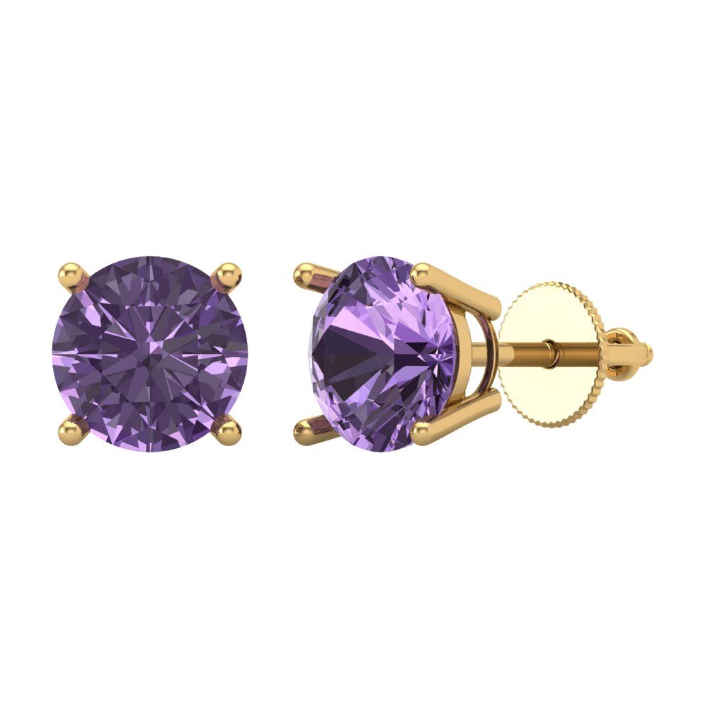 3cttw Alexandrite Gold-Plated 925 Silver Screw Back Stud Earrings
