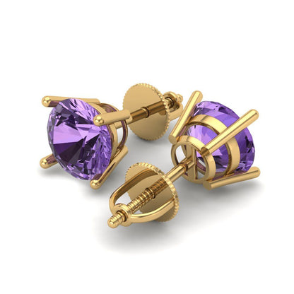 3 ctw Alexandrite Studs Earrings | 7.5mm Round Cut White Gold Screw back | June Birthstone