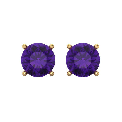 3cttw Amethyst Gold-Plated 925 Silver Screw Back Stud Earrings