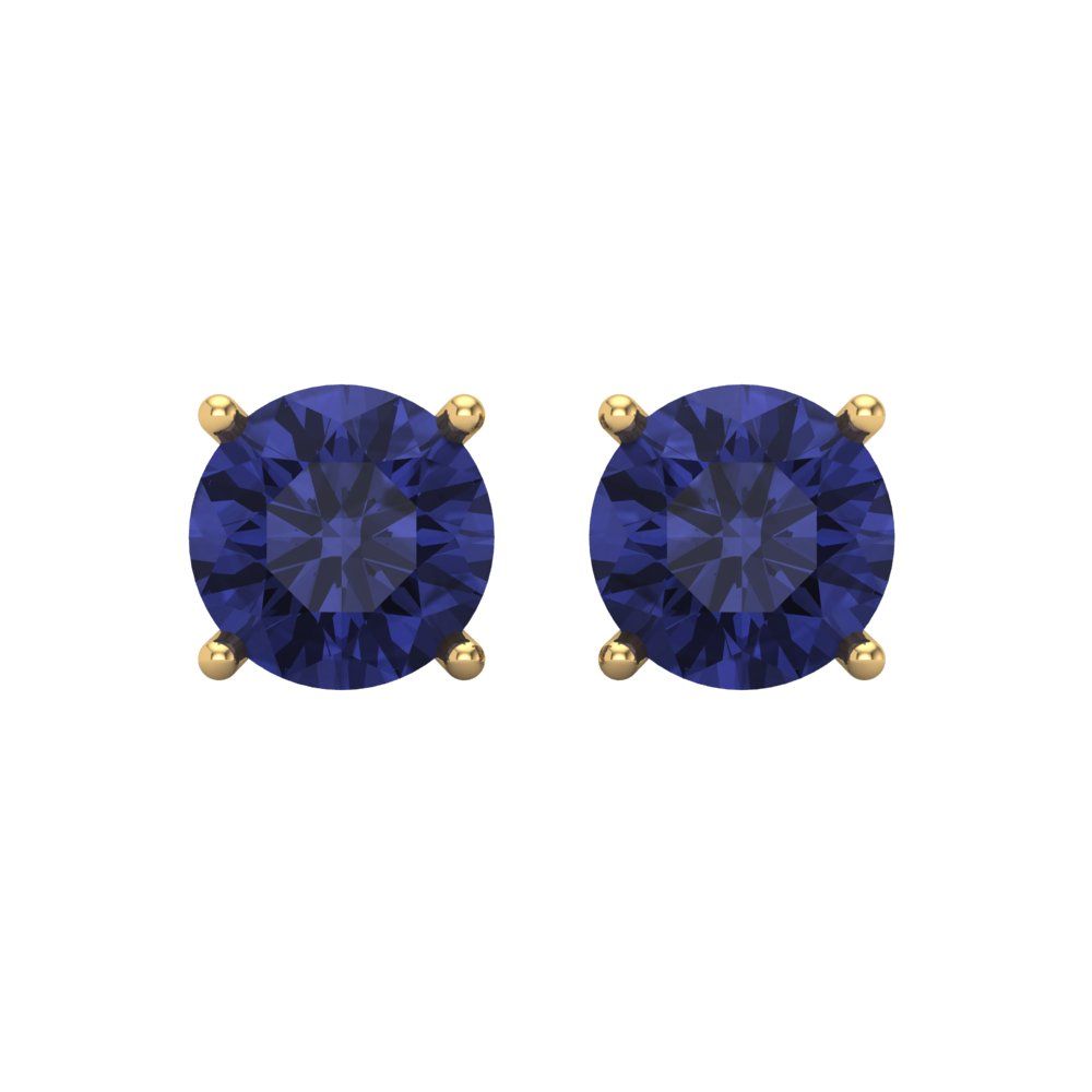 3 ctw Tanzanite Studs Earrings | 7.5mm Round Cut White Gold Screw back | December Birthstone