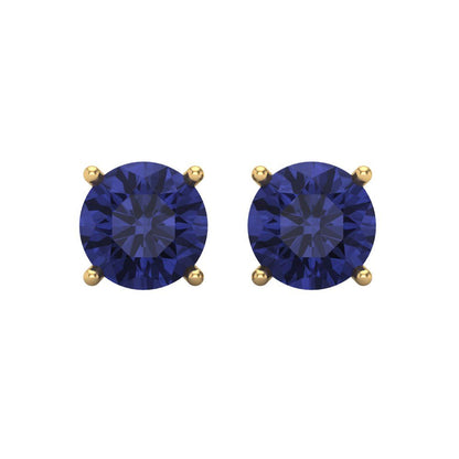 3 ctw Tanzanite Studs Earrings | 7.5mm Round Cut White Gold Screw back | December Birthstone