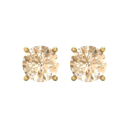 3 ctw Morganite Studs Earrings | 7.5mm Round Cut White Gold Screw back | February Birthstone