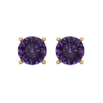 3cttw Alexandrite Gold-Plated 925 Silver Screw Back Stud Earrings