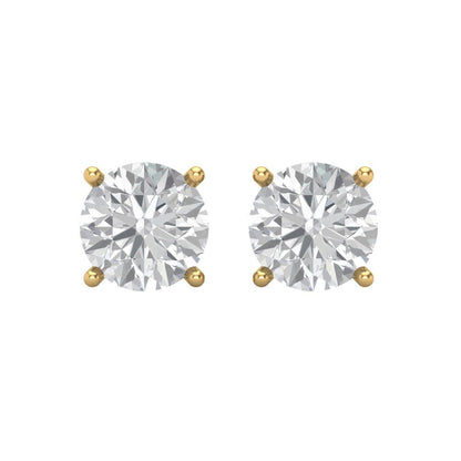 3 ctw Moissanite Studs Earrings | 7.5mm Round Cut White Gold Screw back | April Birthstone