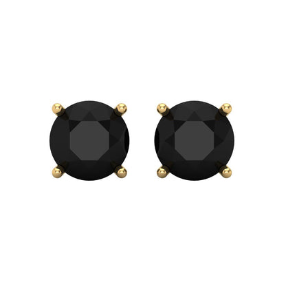 3 ctw Onyx Studs Earrings | 7.5mm Round Cut White Gold Screw back | July Birthstone