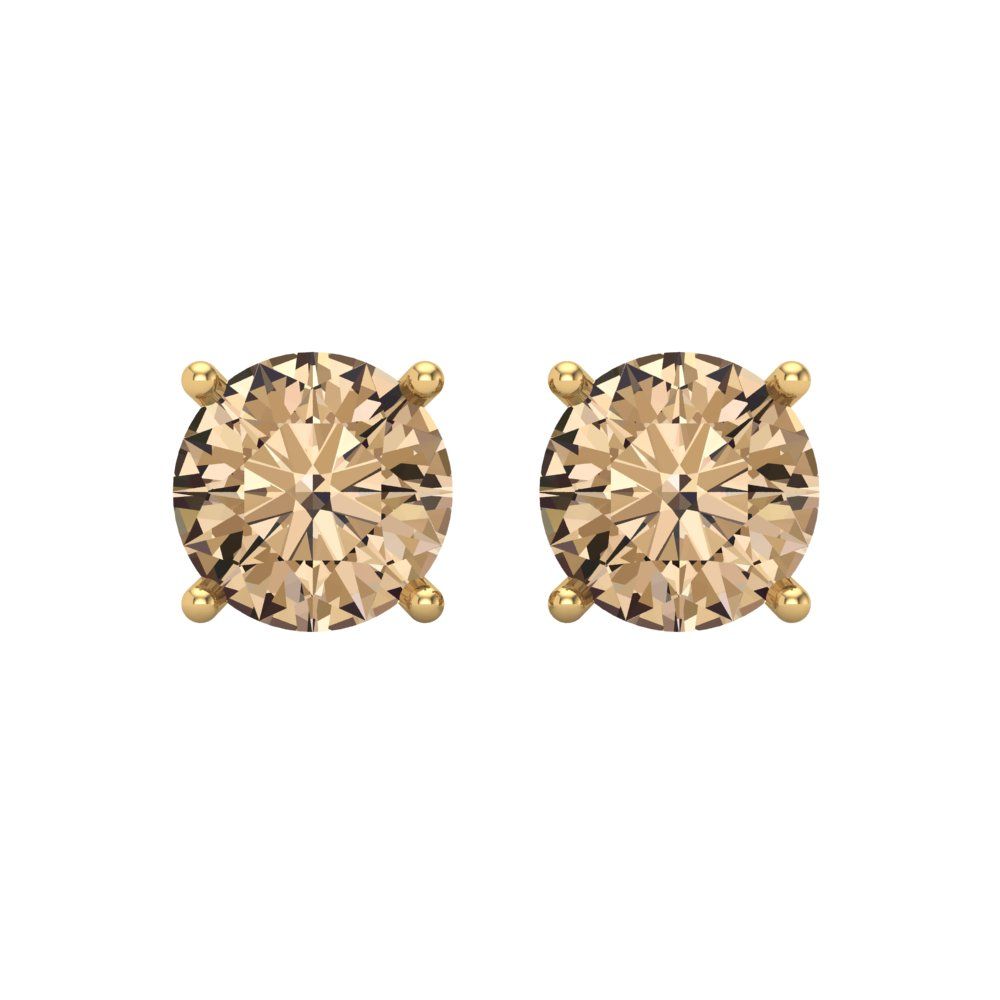 3 ctw Yellow Moissanite Studs Earrings | 7.5mm Round Cut White Gold Screw back | April Birthstone
