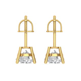 3 ct Brilliant Round Cut Solitaire Studs Natural Diamond Stone Clarity SI1-2 Color G-H Yellow Gold Earrings Screw back