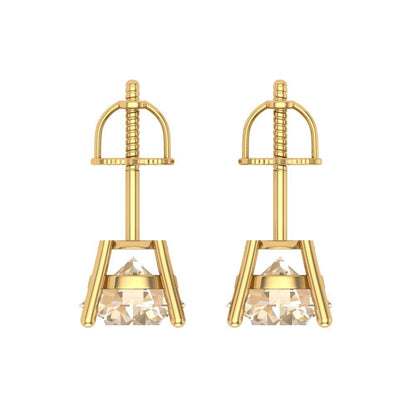 3 ctw Morganite Studs Earrings | 7.5mm Round Cut White Gold Screw back | February Birthstone
