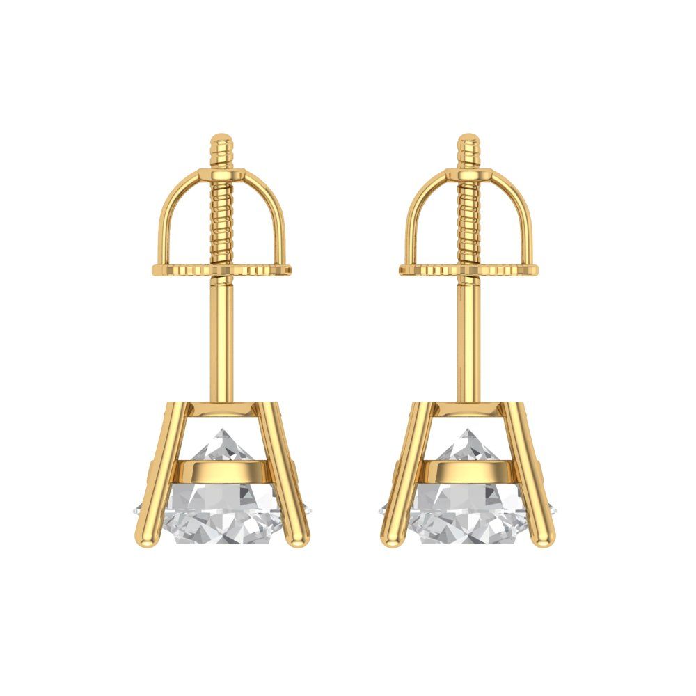 3 ctw Moissanite Studs Earrings | 7.5mm Round Cut White Gold Screw back | April Birthstone