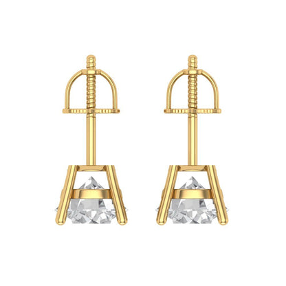 3 ctw Moissanite Studs Earrings | 7.5mm Round Cut White Gold Screw back | April Birthstone
