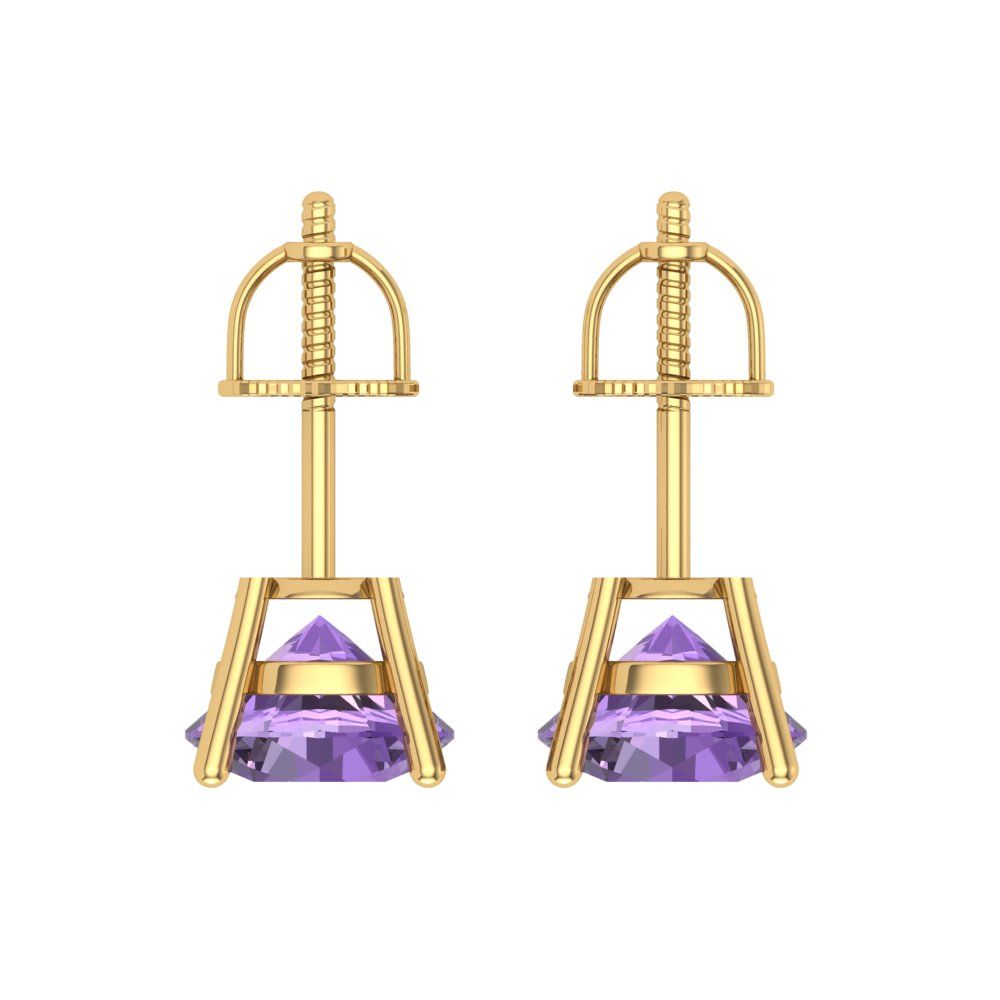 3 ctw Alexandrite Studs Earrings | 7.5mm Round Cut White Gold Screw back | June Birthstone