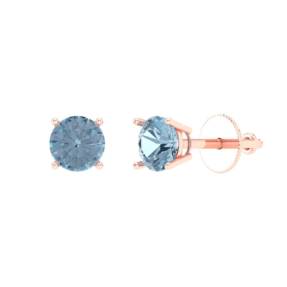 0.5cttw Aquamarine Gold-Plated 925 Silver Screw Back Stud Earrings