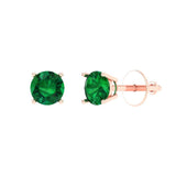 0.5 ct Brilliant Round Cut Solitaire Studs Simulated Emerald Stone Rose Gold Earrings Screw back