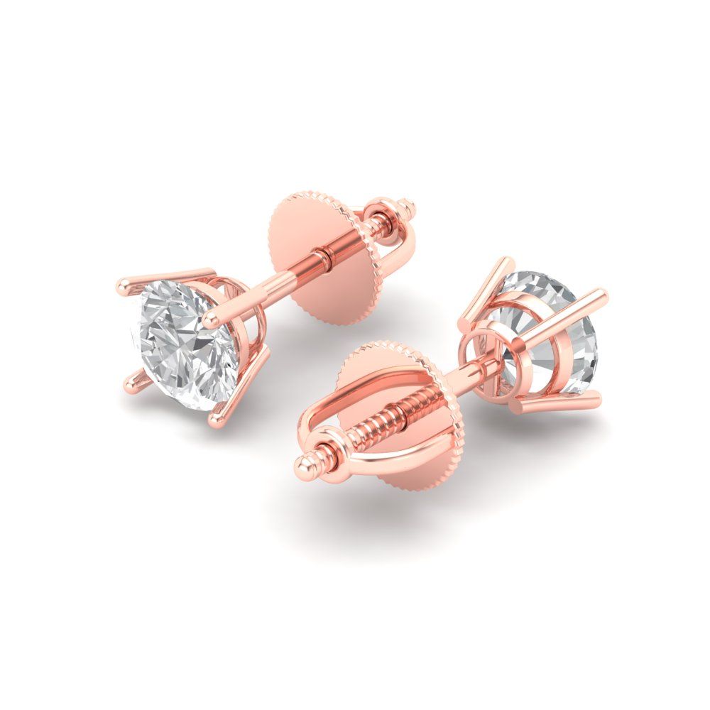 0.5 ctw Moissanite Studs Earrings | 4.0mm Round Cut White Gold Screw back | April Birthstone