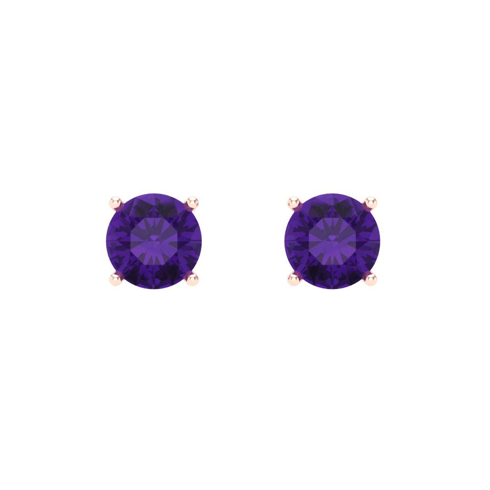 0.5 ctw Amethyst Studs Earrings | 4.0mm Round Cut White Gold Screw back | February Birthstone