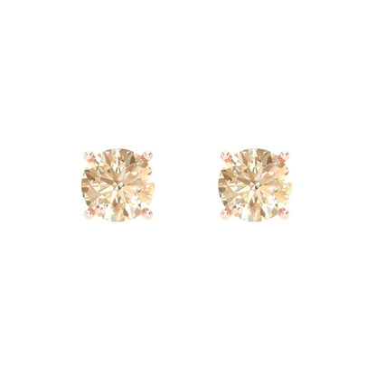 0.5 ctw Morganite Studs Earrings | 4.0mm Round Cut White Gold Screw back | February Birthstone