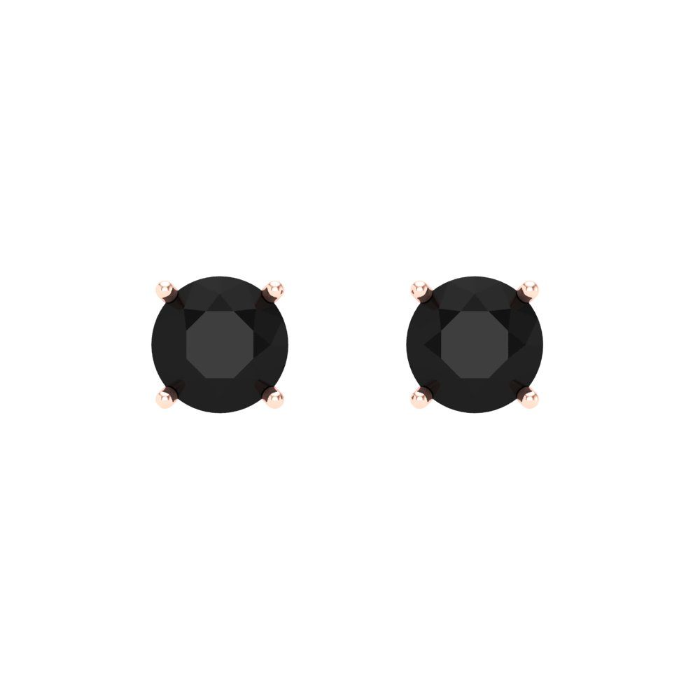 0.5 ctw Onyx Studs Earrings | 4.0mm Round Cut White Gold Screw back | July Birthstone