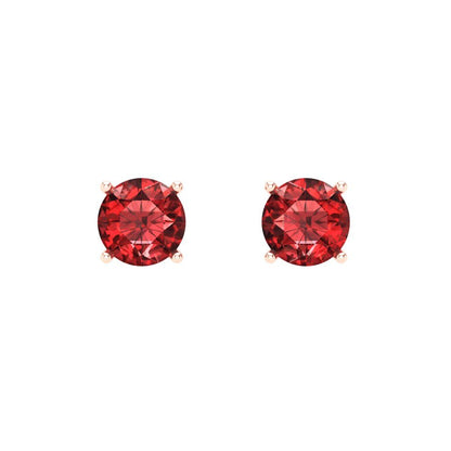 0.5 ctw Garnet Studs Earrings | 4.0mm Round Cut White Gold Screw back | January Birthstone