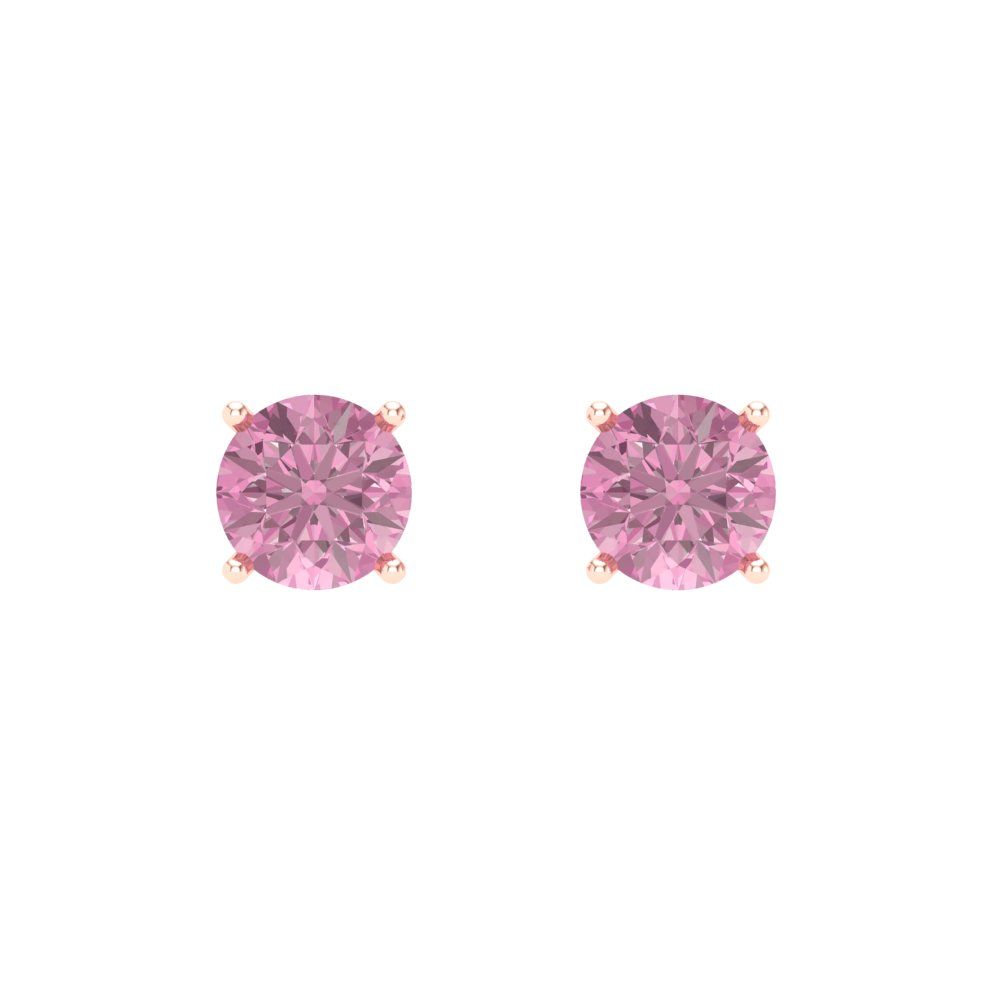0.5 ctw Pink Zirconia Studs Earrings | 4.0mm Round Cut White Gold Screw back | April Birthstone