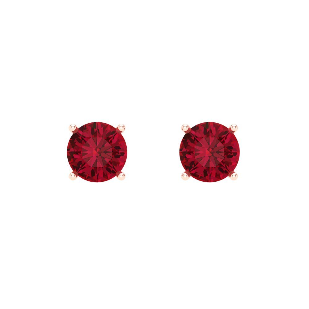 0.5 ctw Ruby Studs Earrings | 4.0mm Round Cut White Gold Screw back | July Birthstone