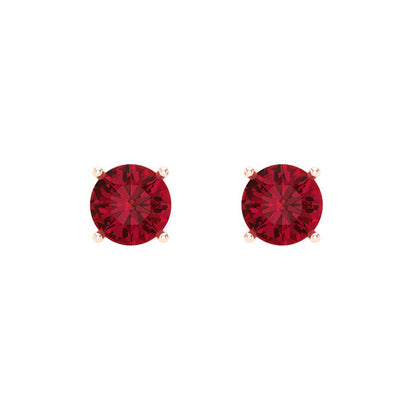 0.5 ctw Ruby Studs Earrings | 4.0mm Round Cut White Gold Screw back | July Birthstone