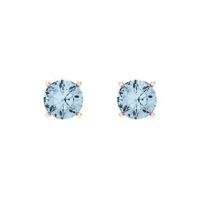 0.5 ctw Aquamarine Studs Earrings | 4.0mm Round Cut White Gold Screw back | March Birthstone
