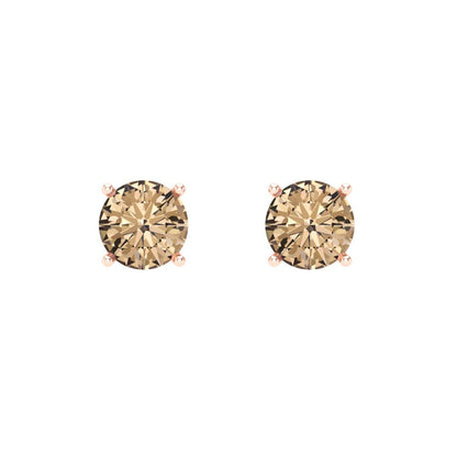 0.5 ctw Yellow Moissanite Studs Earrings | 4.0mm Round Cut White Gold Screw back | April Birthstone