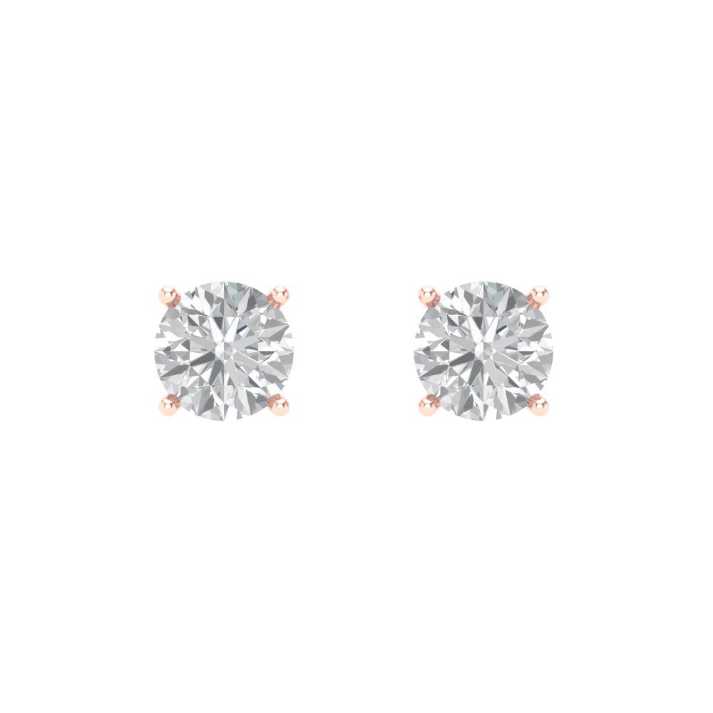 0.5 ctw Moissanite Studs Earrings | 4.0mm Round Cut White Gold Screw back | April Birthstone
