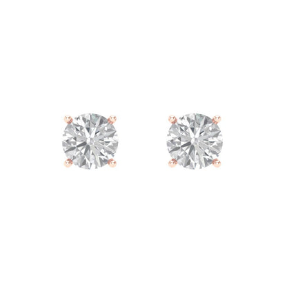 0.5 ctw Moissanite Studs Earrings | 4.0mm Round Cut White Gold Screw back | April Birthstone